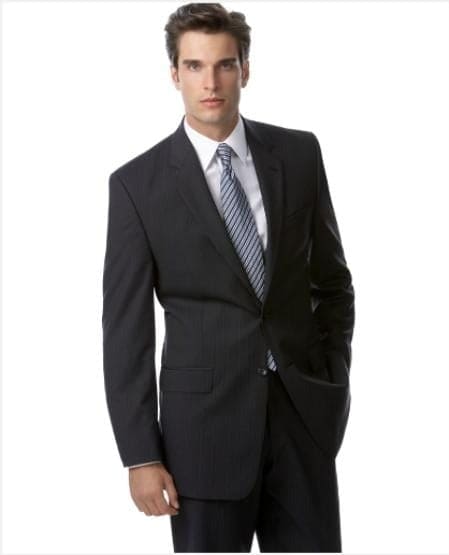 Authentic Brand Dark Navy Blue Stripe ~ Pinstripe Suit Separates - High End Suits - High Quality Suits