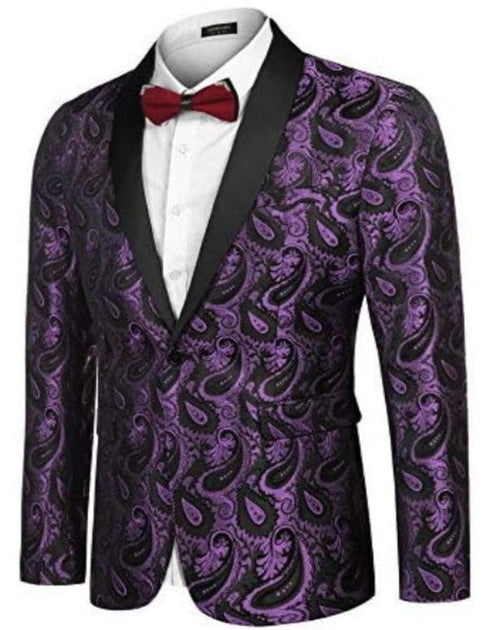 Mardi Gras Purple Tuxedo Dinner Jacket - Purple Paisley Blazer