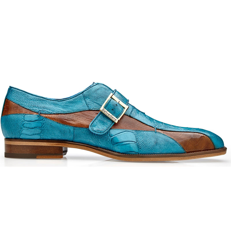 Belvedere Marte Ocean Blue Alligator & Leather Oxfords