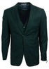 Men's Two Button Vested Notch Lapel Matching Vest and Basic Suit in Hunter Green