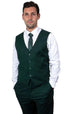 Men's Two Button Vested Notch Lapel Matching Vest and Basic Suit in Hunter Green