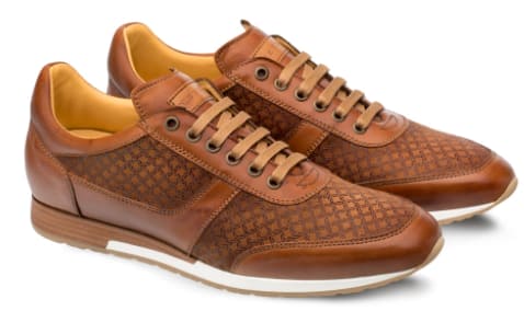 Maxim Tan Calfskin and Suede Dress Sneaker by Mezlan – Made in Spain