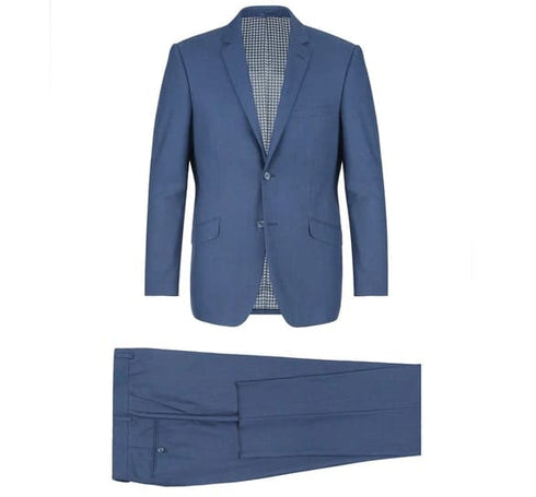 Renoir Clothing - Renoir Suit - Renoir Fashion - Performance 2-button Classic Fit Medium Blue Melange Check Renoir Suit