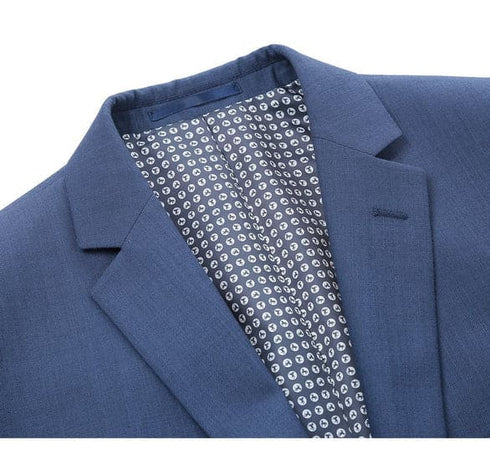 Renoir Clothing - Renoir Suit - Renoir Fashion - Performance 2-button Classic Fit Medium Blue Melange Check Renoir Suit