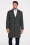 Men’s Blue and Grey Glen Plaid Wool Overcoat – Classic Long Winter Coat - Chesterfield Blue Collar