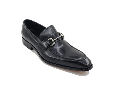 Carrucci Menâ€™s Burnished Slip-On Loafer with Buckle Detail