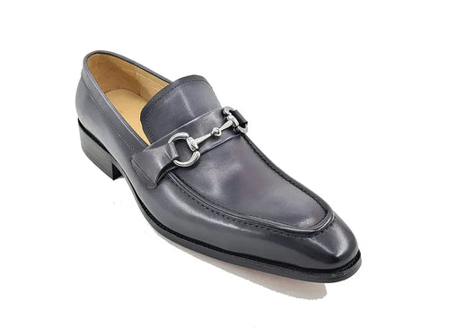 Carrucci Menâ€™s Burnished Slip-On Loafer with Buckle Detail