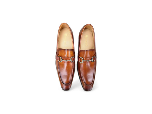 Carrucci Men’s Burnished Slip-On Loafer with Buckle Detail