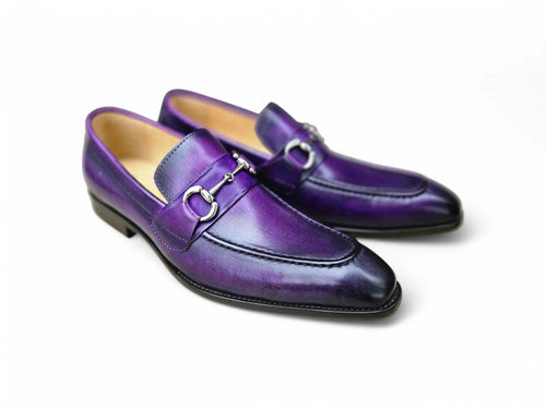 Carrucci Men’s Burnished Slip-On Loafer with Buckle Detail