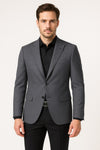 Men's Charcoal Grey Checkered Sport Coat – Classic Plaid Windowpane Pattern Blazer
