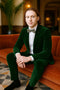 Menâ€™s Emerald Green Velvet Suits â€“ Slim Fit Tuxedo for Weddings, Prom, and Red Carpet Events