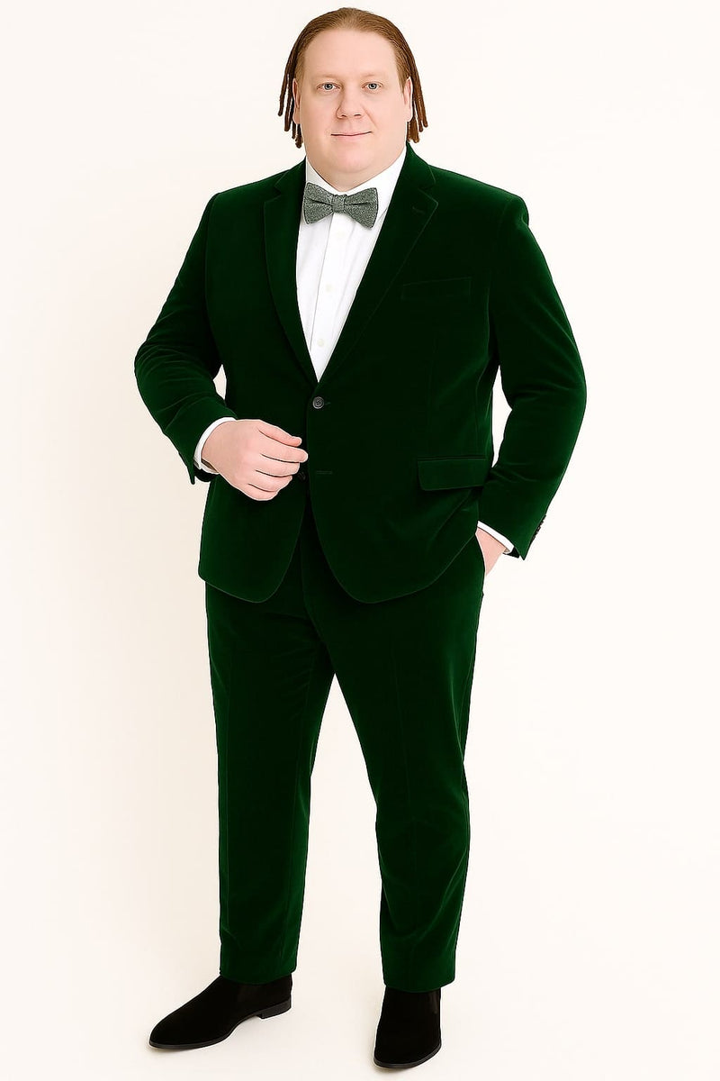 Mens Emerald Green Velvet Suits - Slim Fit Tuxedo for Weddings, Prom, and Red Carpet Events