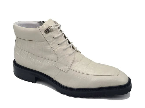 Men's Lace-up Boots Alligator Embossed