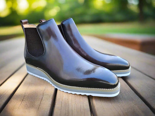 Patina Leather Chelsea Boots for Men