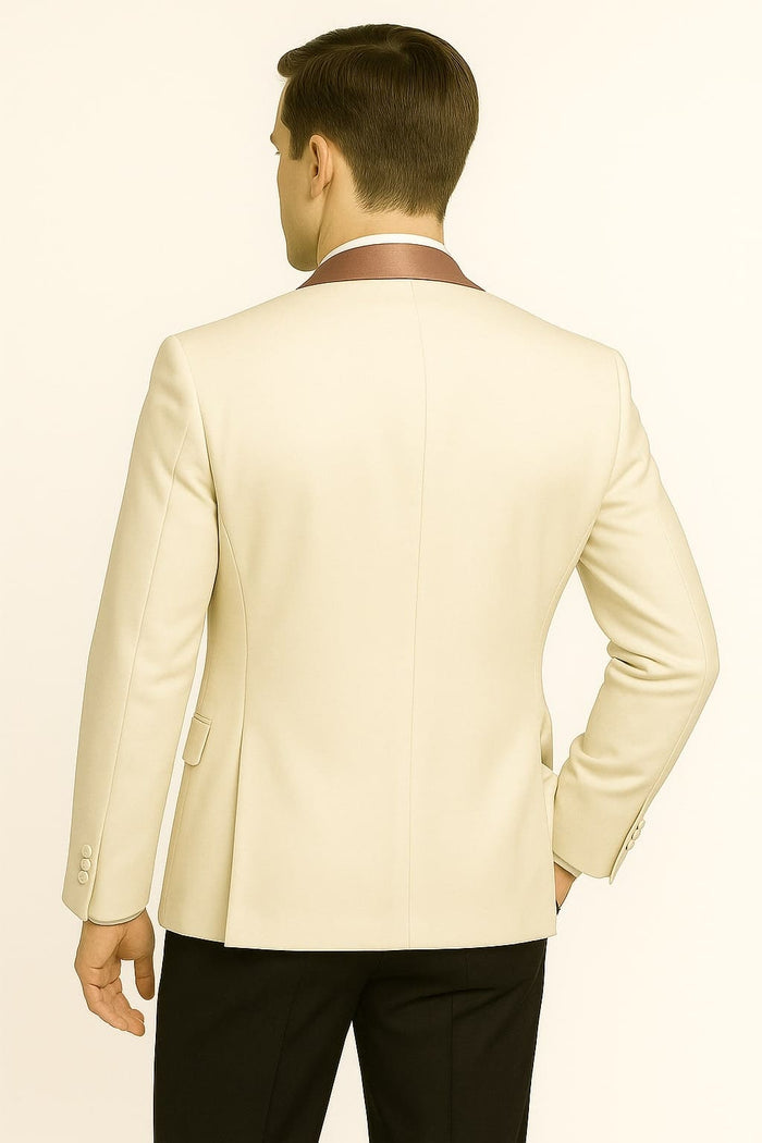 Men's White and Rose Gold Tuxedo with Mauve Satin Vest and Bow Tie â€“ Elegant Formalwear for Weddings and Events