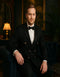 Men’s Black Double-Breasted Tuxedo – Classic Shawl Lapel Suit with Gold Buttons for Weddings, Galas, and Black Tie Events