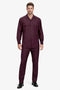 Mens Luxury Burgundy Wool Two-Piece Leisure Walking Suit