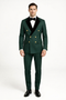 Men’s Green and Gold Double-Breasted Wedding Tuxedo with Velvet Lapel