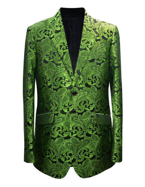Men's Green Paisley Tuxedo Blazer â€“ Luxury Slim Fit Dinner Jacket for Formal Events