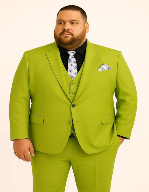 Men's Lime Green Three-Piece Suit with Floral Tie â€“ Slim Fit Tuxedo for Weddings & Parties
