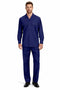 Mens Luxury Navy Blue Wool Two-Piece Leisure Walking Suit