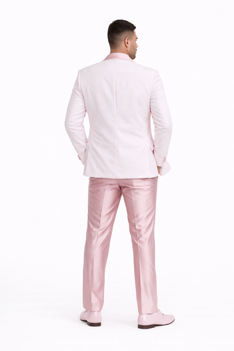 Mens White Pink Paisley Tuxedo-Rose Gold