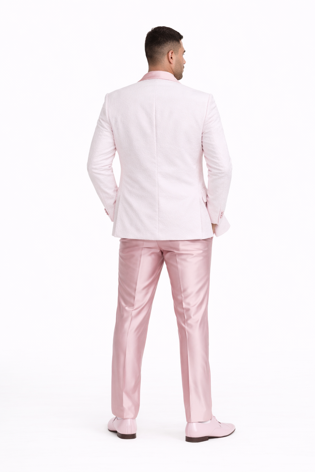 Mens White Pink Paisley Tuxedo