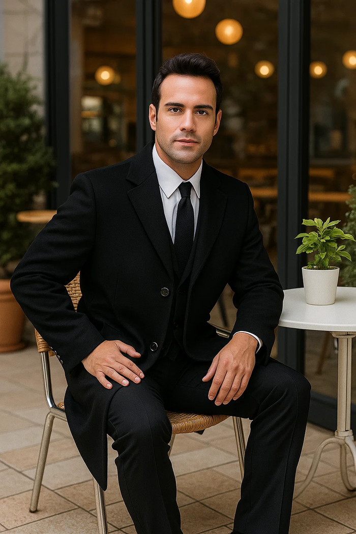 Mens Topcoat Mens Dress Coat 'Harvard' Black cashmere Full-length - Men's Overcoat