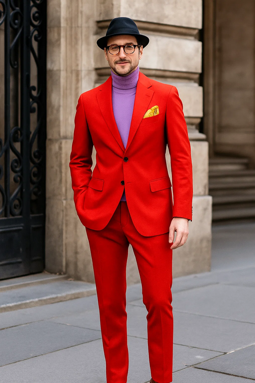Discounted Jacket and Pants 2 Button Cheap Priced Business Suits Clearance Sale Hot Mens Red Suit