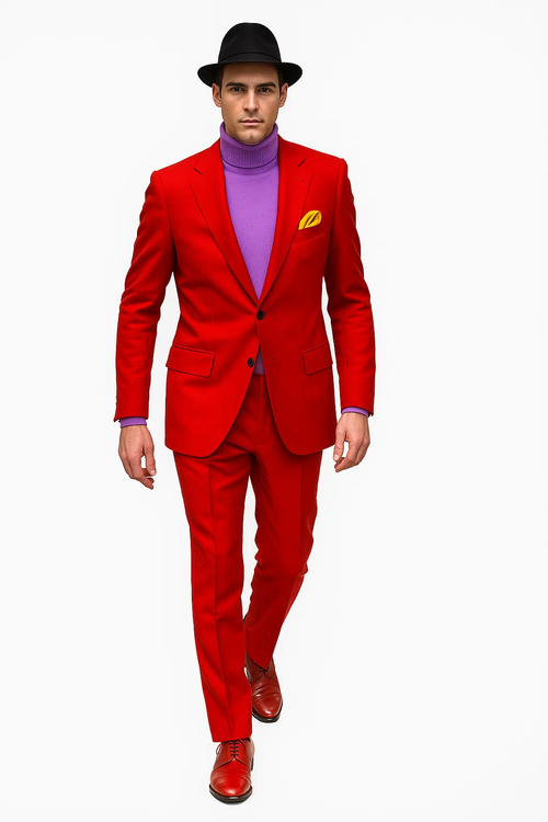 Discounted Jacket and Pants 2 Button Cheap Priced Business Suits Clearance Sale Hot Mens Red Suit