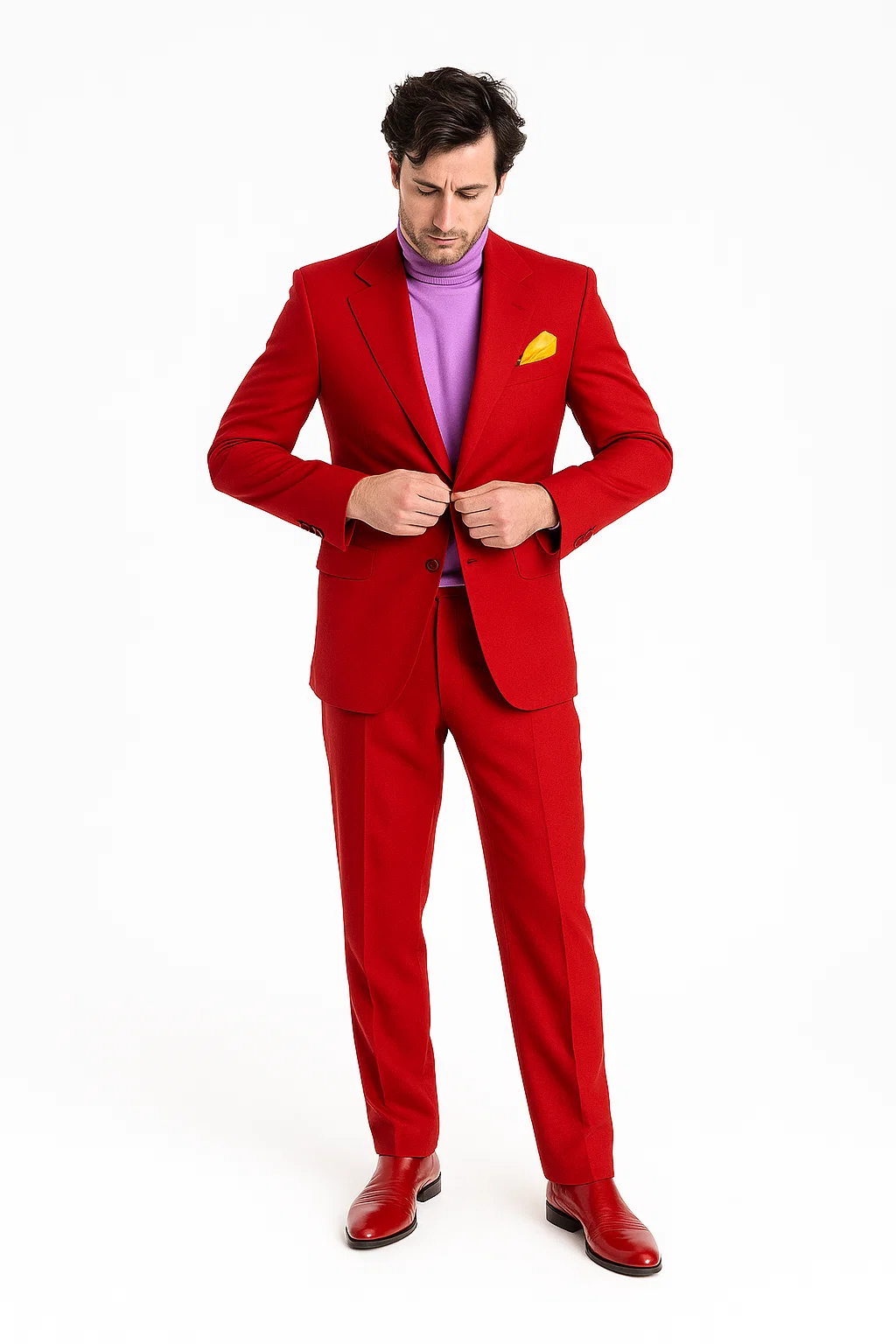 Discounted Jacket and Pants 2 Button Cheap Priced Business Suits Clearance Sale Hot Mens Red Suit