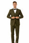 Men’s Olive Green Vintage Tweed Wedding Suit – Two Button Jacket with Vest