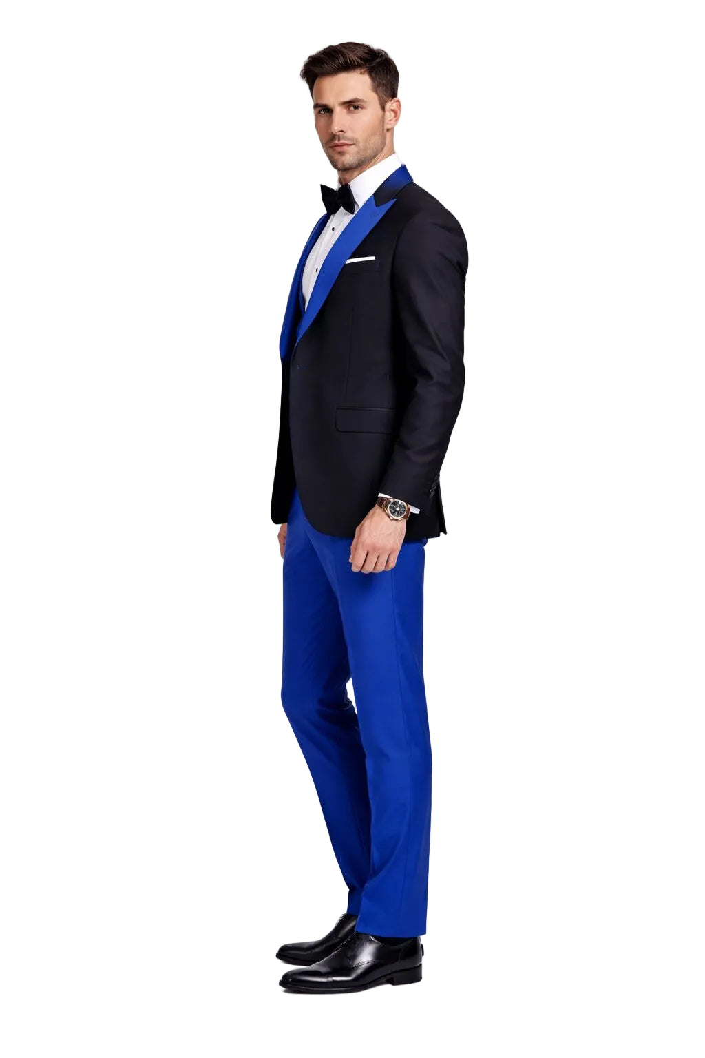 Statement Fashion Tuxedo Suit Mens Royal Two Tone 3 Piece