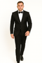 Men's Shiny 2 Buttons Notch Collar Floral Paisley Formal Black Blazer