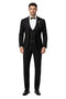 Mens Two Button Peak Lapel Suit Black