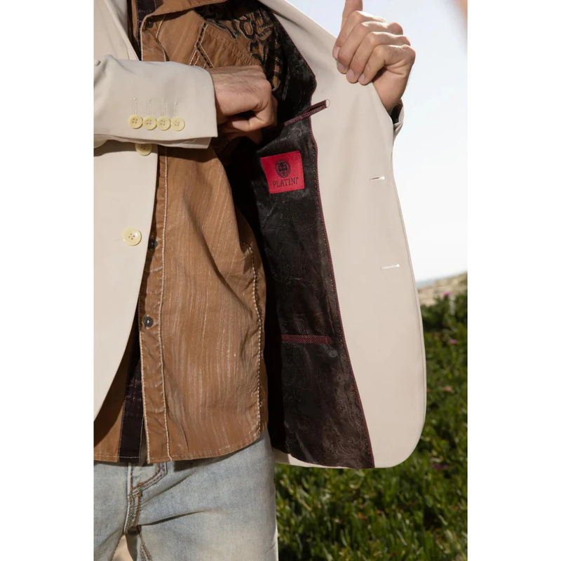 Mens Modern Fit Stretch Date Night Blazer - Beige