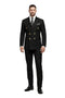 Men's Designer Modern Fit Double Breasted Wool Suit with Gold Buttons in Black