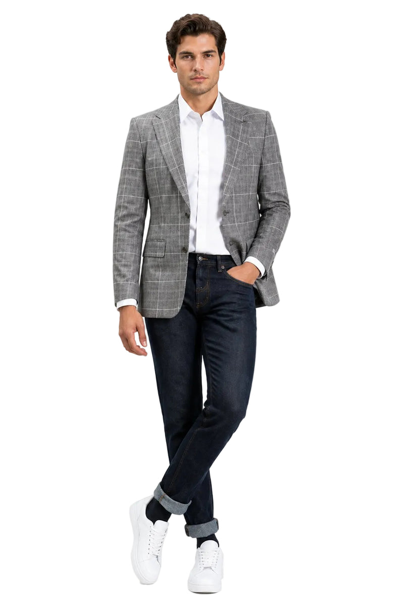 Stacy Adams Men's Hybrid Fit Sport Coat - Windowpane Plaid