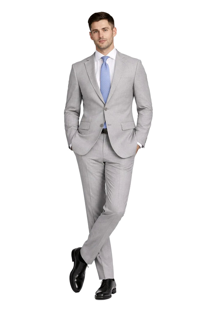 Light Grey Mens Two-Piece Suit – Slim Fit Jacket and Trousers with Tie
