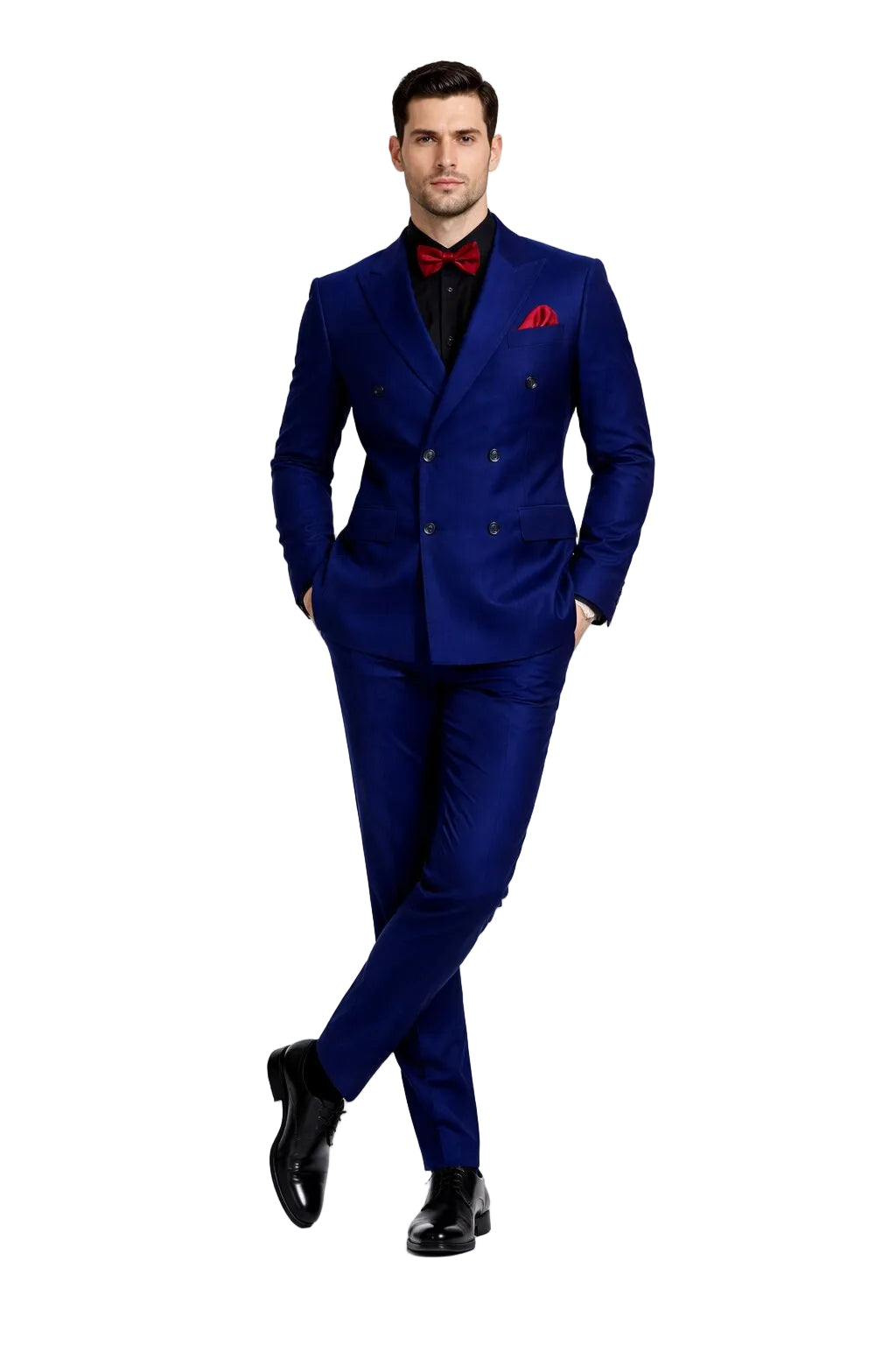 Ultra Slim Fit Double Breasted Sapphire Suit - Narrow Leg Pants - Gucci Cut - Tapered Jacket