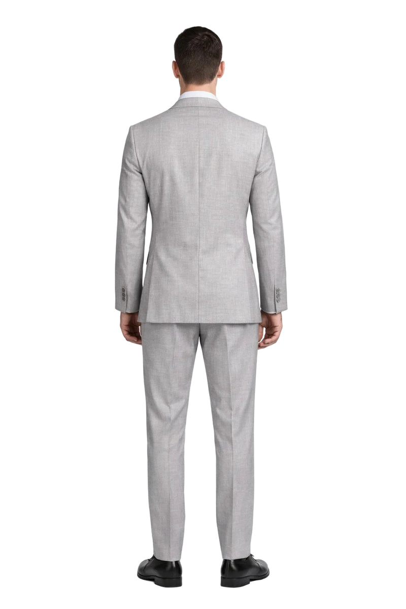 Light Grey Mens Two-Piece Suit – Slim Fit Jacket and Trousers with Tie