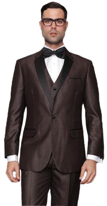 Dark Brown Tuxedo - Brown Wedding Suit - AlbertoNardoniStore