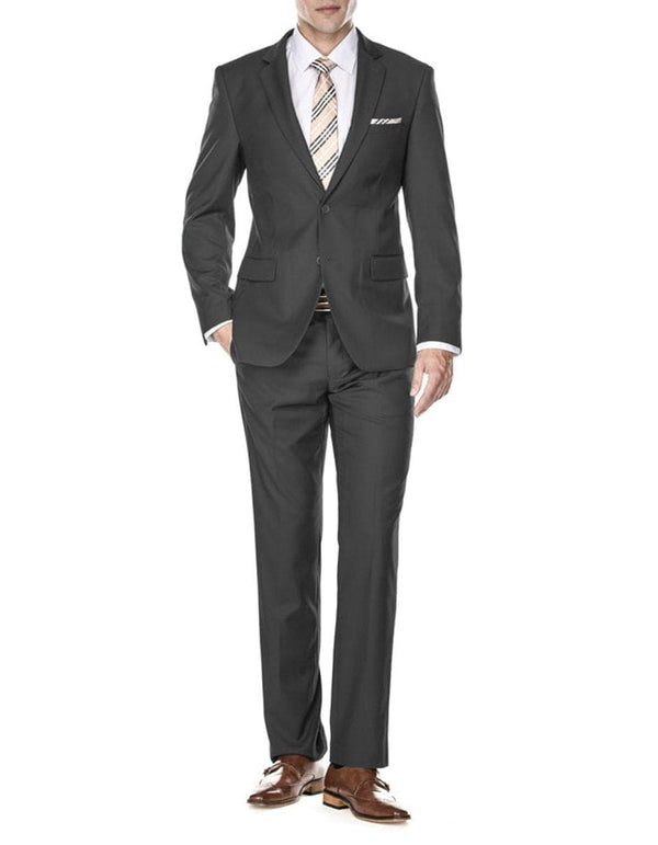 Mens Cheap Grey Suit Mens 2 Button Modern Fit Suit Charcoal Grey