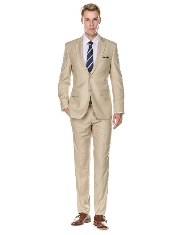 Mens 2 Button Modern Fit Suit Tan