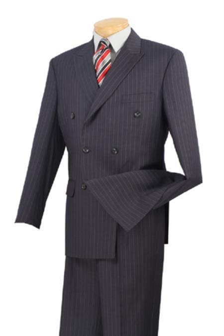 Double breasted Pinstripe Suit - Men's Double Breasted Suits Men's Charcoal Pinstripe 2 Piece Suit - AlbertoNardoniStore