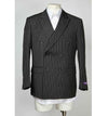 Men's Sport Coat 6 Button Pinstripe Double Breasted Blazer Black