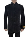 Mens 8 Button Mandarin Collar Tuxedo in Black Velvet