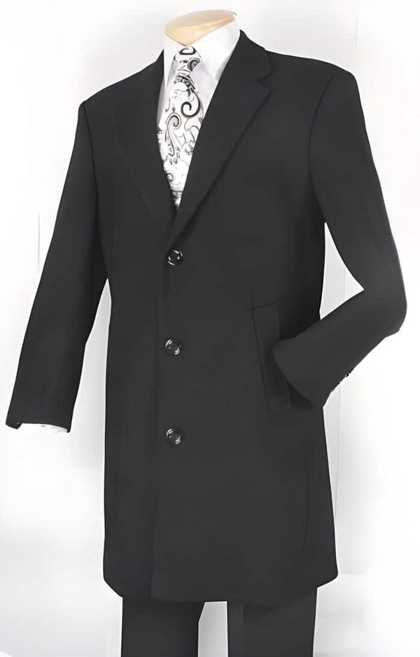 Mens Black Overcoat - Dark color black Overcoat Ankle length Fully Lined Blend men's Car Coat - Mid length Wool Coat