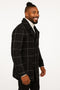 Mens Black Windowpane Check Wool Overcoat â€“ Double-Breasted Winter Peacoat