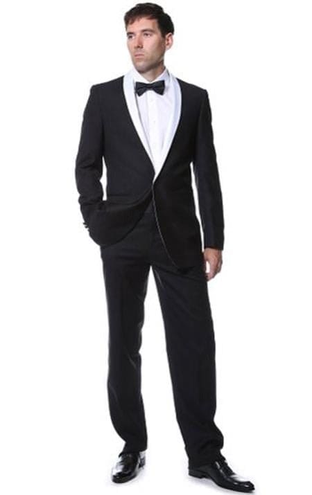 Mens Black and White Prom Suit - Black and White Wedding Groom Suit